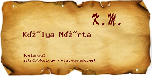 Kólya Márta névjegykártya